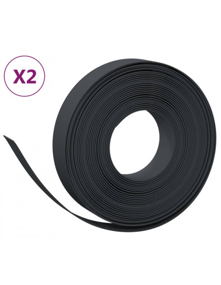 Bordature da Giardino 2 pz Nere 10 m 10 cm in Polietilene