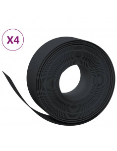 Bordature da Giardino 4 pz Nere 10 m 20 cm in Polietilene 2