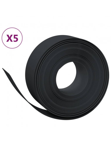 Bordature da Giardino 5 pz Nere 10 m 20 cm in Polietilene