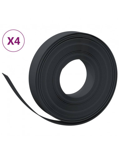 Bordature da Giardino 4 pz Nere 10 m 10 cm in Polietilene