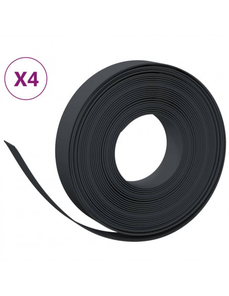 Bordature da Giardino 4 pz Nere 10 m 10 cm in Polietilene