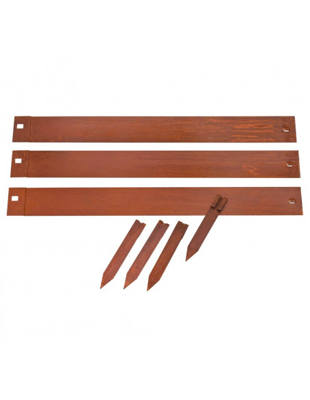 Nature Bordatura da Giardino 3 pz 91,4x10,2 cm Acciaio Corten