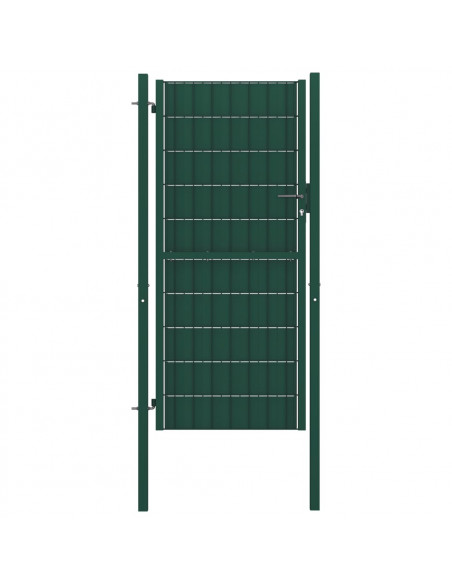 Cancello per Recinzione in PVC e Acciaio 100x124 cm Verde