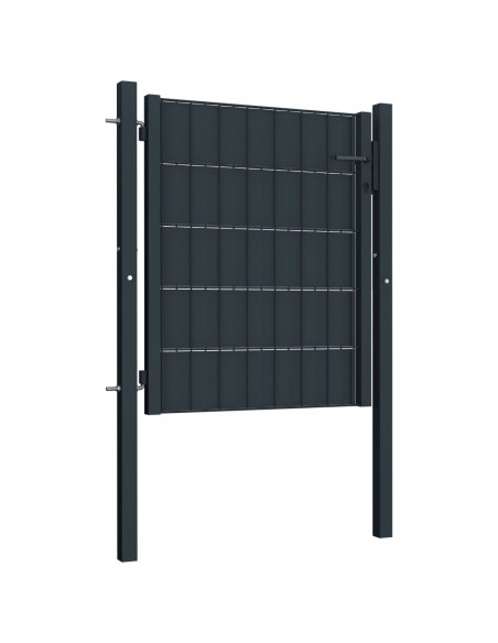 Cancello in PVC e Acciaio 100x81 cm Antracite