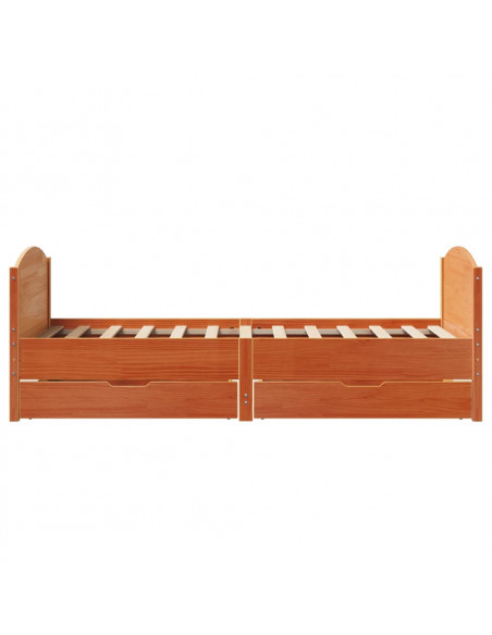 Letto senza Materasso Marrone Cera 75x190 cm in Legno di Pino
