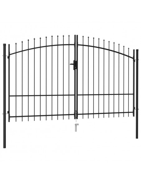 Cancello a Doppia Anta con Punte in Acciaio 3x1,75cm Nero