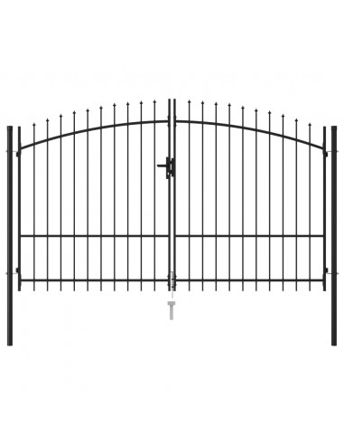 Cancello a Doppia Anta con Punte in Acciaio 3x1,75cm Nero