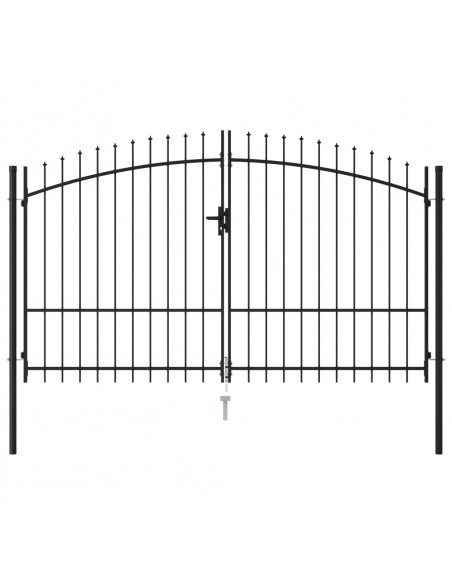 Cancello a Doppia Anta con Punte in Acciaio 3x1,75cm Nero
