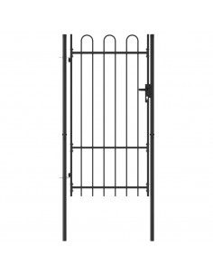 Cancello a Singola Anta con Archi in Acciaio 1x1,75 m Nero 2