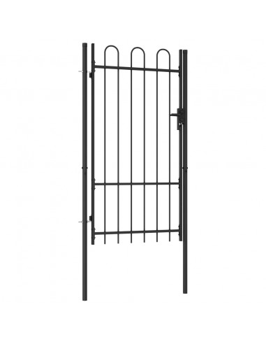 Cancello a Singola Anta con Archi in Acciaio 1x1,75 m Nero