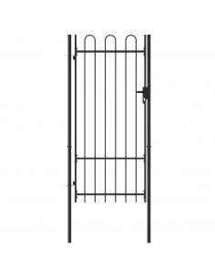 Cancello a Singola Anta con Archi in Acciaio 1x2 m Nero 2