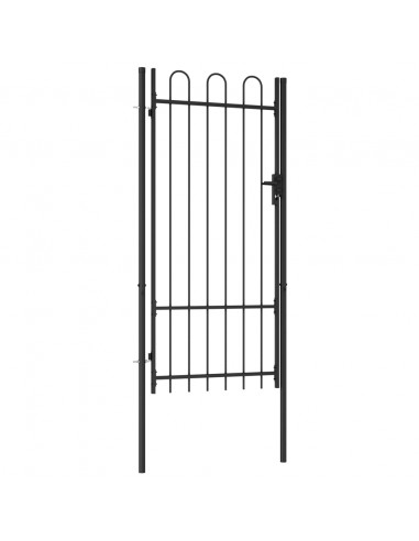 Cancello a Singola Anta con Archi in Acciaio 1x2 m Nero