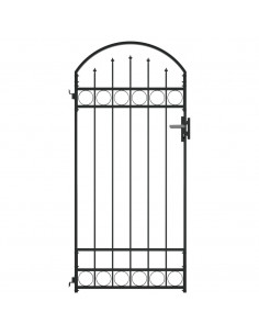 Cancello per Recinzione ad Arco in Acciaio 89x200 cm Nero 2