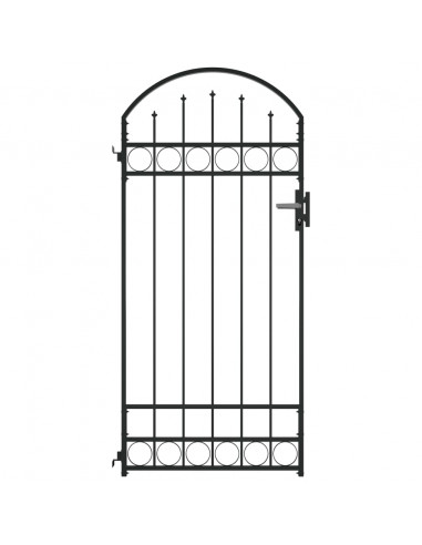 Cancello per Recinzione ad Arco in Acciaio 89x200 cm Nero