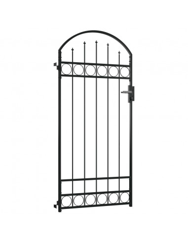 Cancello per Recinzione ad Arco in Acciaio 89x200 cm Nero