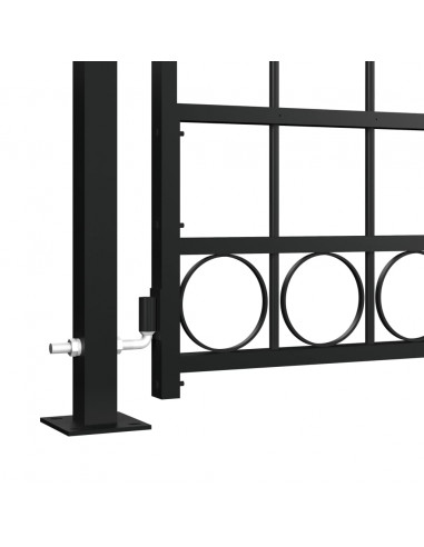 Cancello per Recinzione ad Arco con 2 Pali 105x204 cm Nero