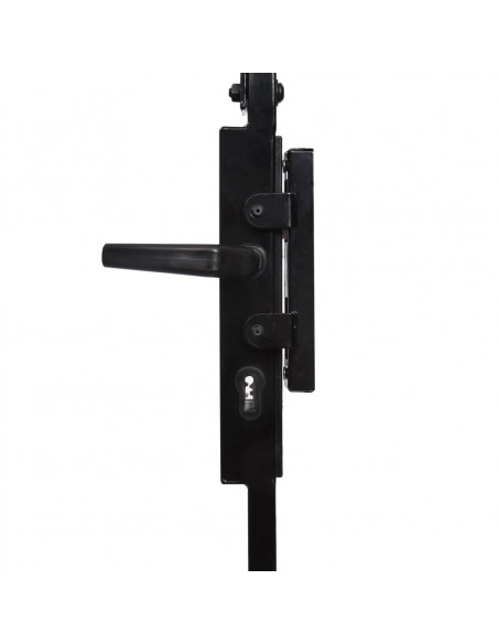 Cancello per Recinzione ad Arco con 2 Pali 105x204 cm Nero