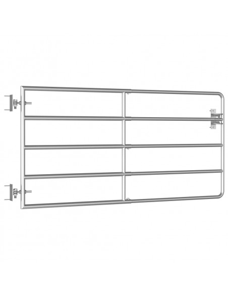 Cancello da Giardino in Acciaio 5 Sbarre (95-170)x90 cm Argento