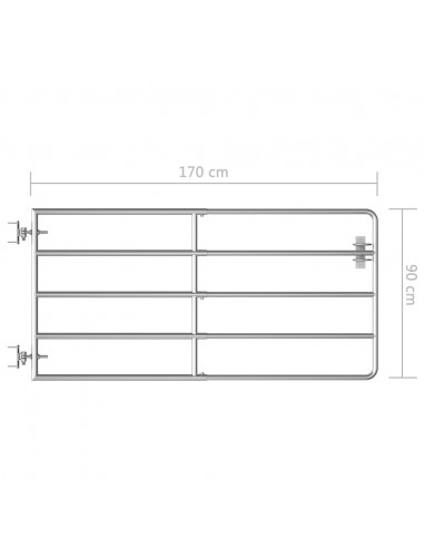 Cancello da Giardino in Acciaio 5 Sbarre (95-170)x90 cm Argento