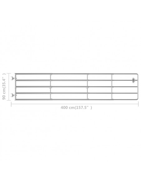 Cancello da Giardino in Acciaio 5 Sbarre (150-400)x90cm Argento