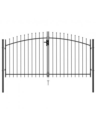 Cancello a Doppia Anta con Punte in Acciaio 3x1,5 m Nero