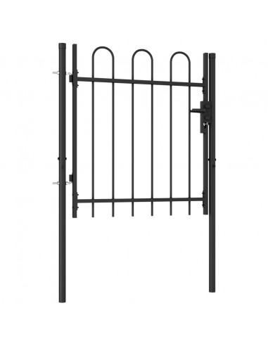 Cancello a Singola Anta con Archi in Acciaio 1x1 m Nero