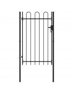 Cancello per recinzione BOXTEL porta singola con parte superiore ad arco in acciaio 1x1,5 m Nero 2