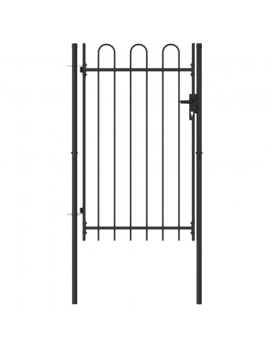Cancello a Singola Anta con Archi in Acciaio 1x1,5m Nero