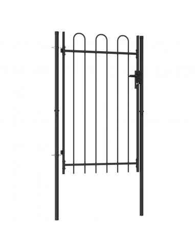 Cancello a Singola Anta con Archi in Acciaio 1x1,5m Nero