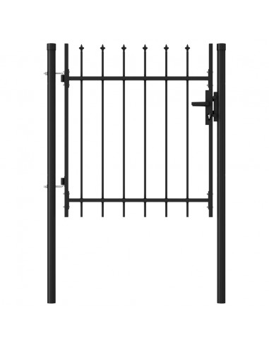 Cancello a Singola Anta con Punte in Acciaio 1x1 m Nero