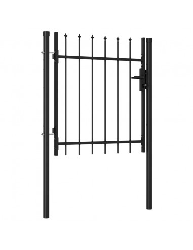 Cancello a Singola Anta con Punte in Acciaio 1x1 m Nero