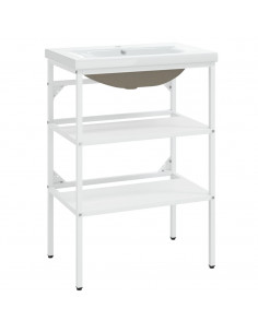 Telaio per Lavabo da Bagno con Lavabo Integrato Bianco in Ferro