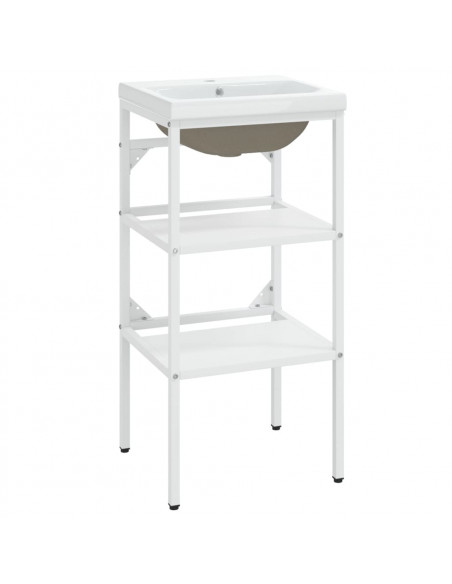 Telaio per Lavabo da Bagno con Lavabo Integrato Bianco in Ferro