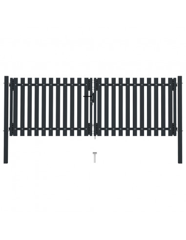 Cancello per Recinzione Doppio in Acciaio 306x125 cm Antracite