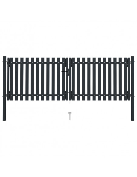 Cancello per Recinzione Doppio in Acciaio 306x125 cm Antracite