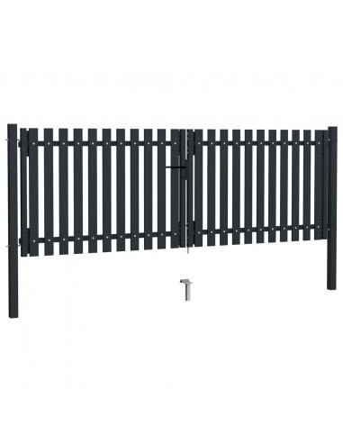 Cancello per Recinzione Doppio in Acciaio 306x125 cm Antracite