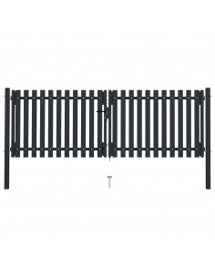 Cancello per Recinzione Doppio in Acciaio 306x150 cm Antracite 2