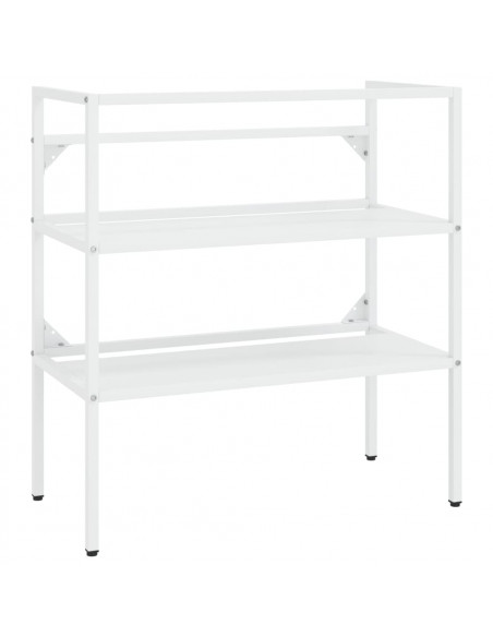 Telaio per Lavabo da Bagno con Lavabo Integrato Bianco in Ferro