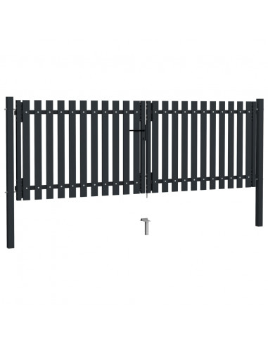 Cancello per Recinzione Doppio in Acciaio 306x150 cm Antracite
