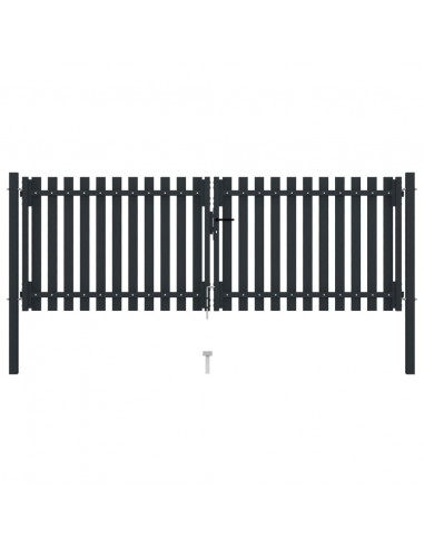 Cancello per Recinzione Doppio in Acciaio 306x150 cm Antracite