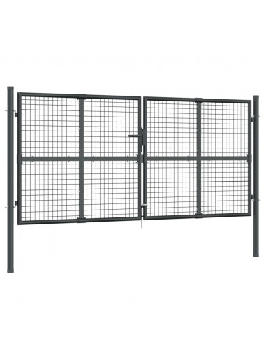 Cancello da Giardino Rete Antracite 300x175 cm Acciaio Zincato