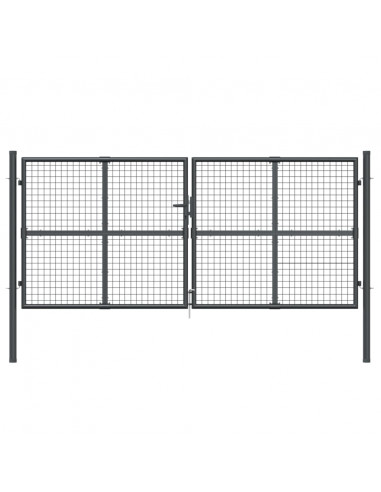 Cancello da Giardino Rete Antracite 300x175 cm Acciaio Zincato