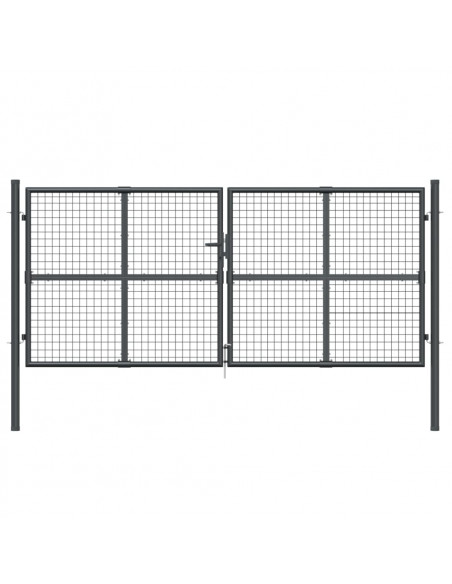 Cancello da Giardino Rete Antracite 300x175 cm Acciaio Zincato