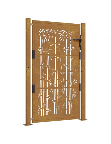 Cancello da Giardino 105x130 cm in Acciaio Corten Design Bambù