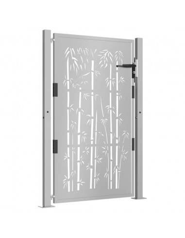 Cancello da Giardino 105x130 cm in Acciaio Corten Design Bambù