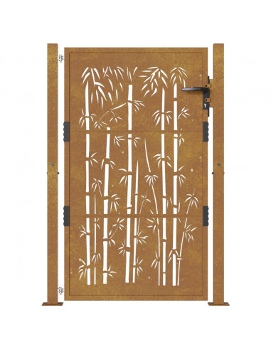 Cancello da Giardino 105x130 cm in Acciaio Corten Design Bambù
