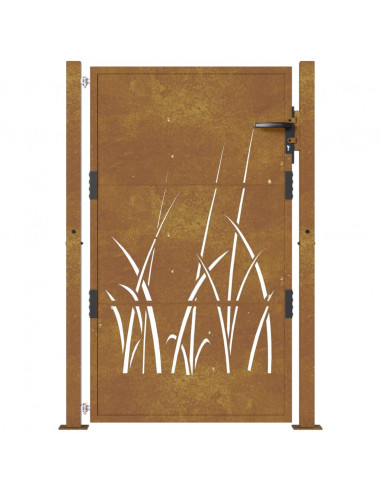 Cancello da Giardino 105x155 cm in Acciaio Corten Design Erba