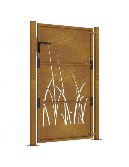 Cancello da Giardino 105x155 cm in Acciaio Corten Design Erba