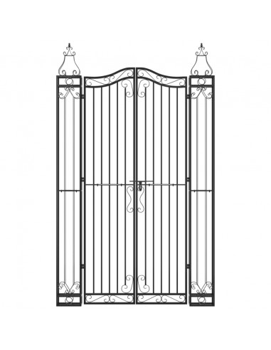 Cancello da Giardino Nero 121x8x200 cm in Ferro Battuto