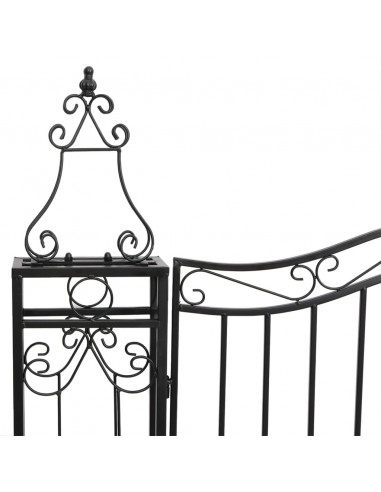 Cancello da Giardino Nero 121x8x200 cm in Ferro Battuto